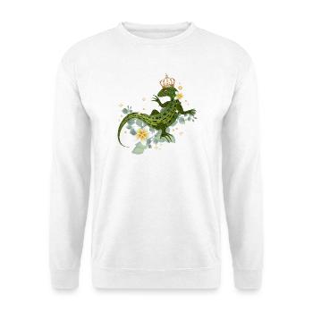 Gekrönte Eidechse mit Blüten und Glanzakzenten - Unisex Pullover - Weiß - Vorne