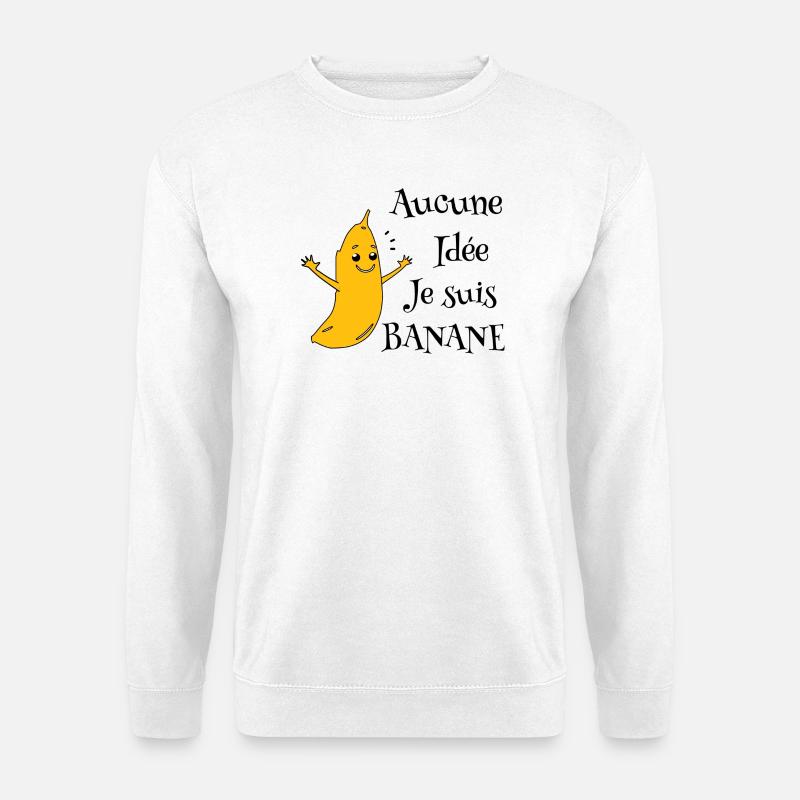 Bananen-Maskottchen auf schwarzem Hintergrund - Unisex Pullover - Weiß