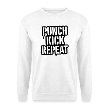 Punch, Kick, Repeat Schriftzug - Kickboxen  - Unisex Pullover - Weiß - Vorne