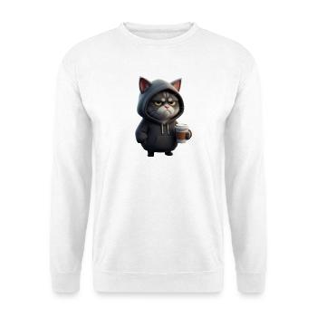 Mürrische Katze mit Coffee Cup - Sweat-shirt Unisexe - blanc - Devant
