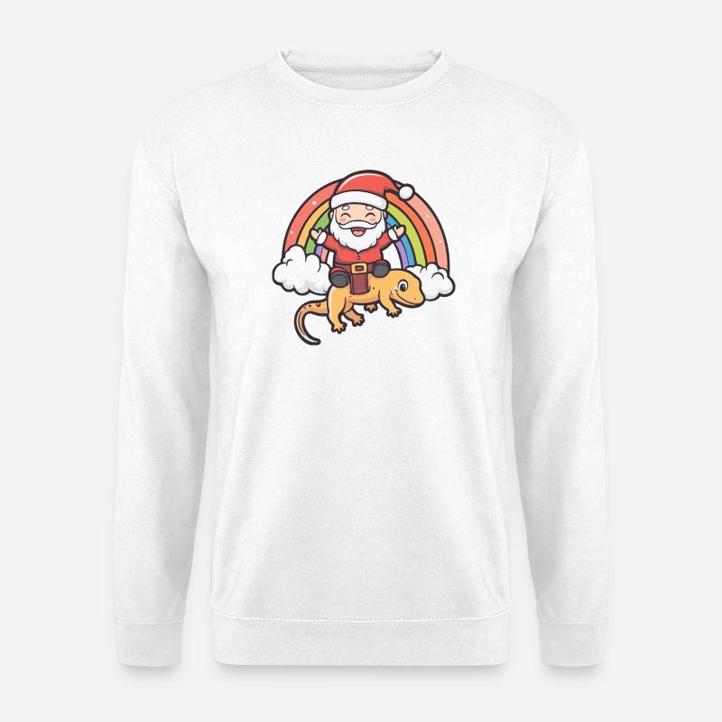 Echse Weihnachtsmann Weihnachten - Unisex Pullover - Weiß