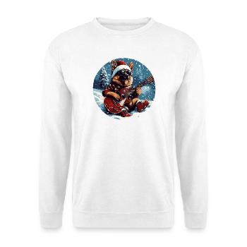 Schäferhund Hund Weihnachten Gitarre - Unisex Pullover - Weiß - Vorne