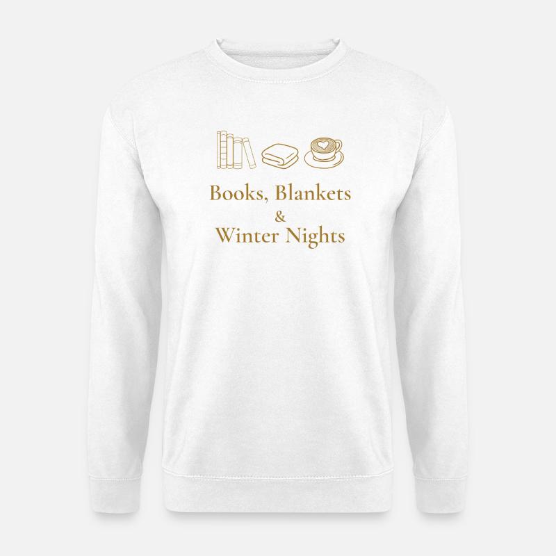 Bücher, Decken & Winternächte – Gemütliche Atmosphäre - Unisex Pullover - Weiß