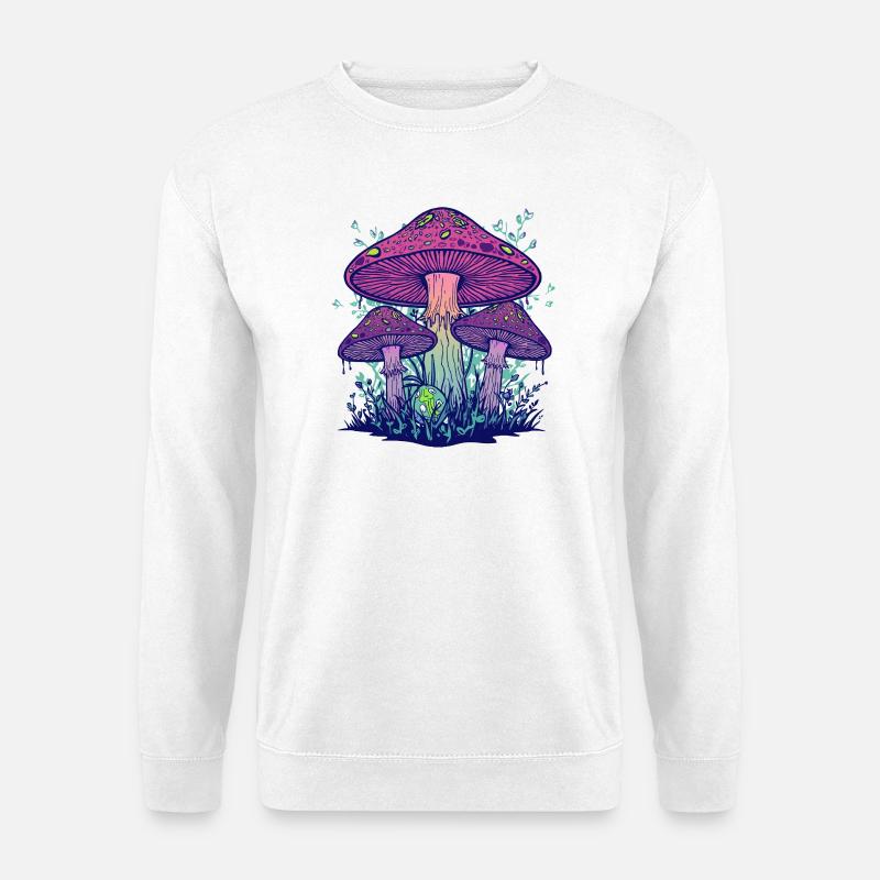 Lila Psychedelische Pilze - Unisex Pullover - Weiß