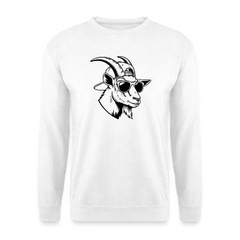 Une chèvre cool avec des lunettes de soleil et une casquette - Sweat-shirt Unisexe - blanc - Devant