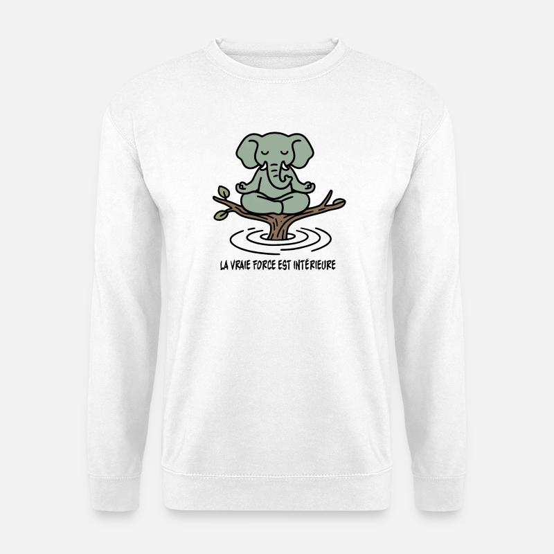 Zen-Elefant auf Ast - Unisex Pullover - Weiß
