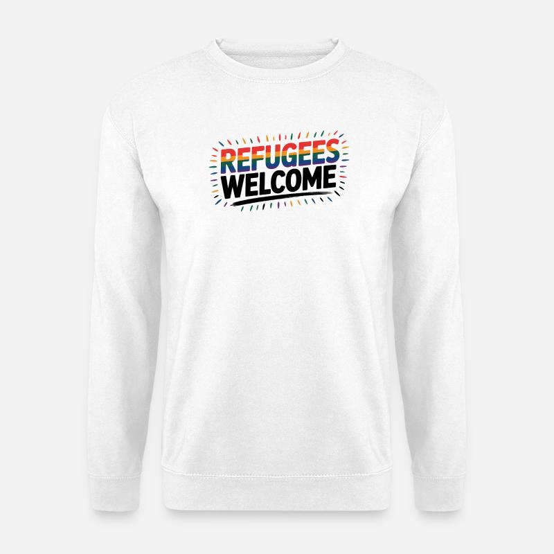Refugees Welcome - Cool Pride Logo - Unisex Sweatshirt - white