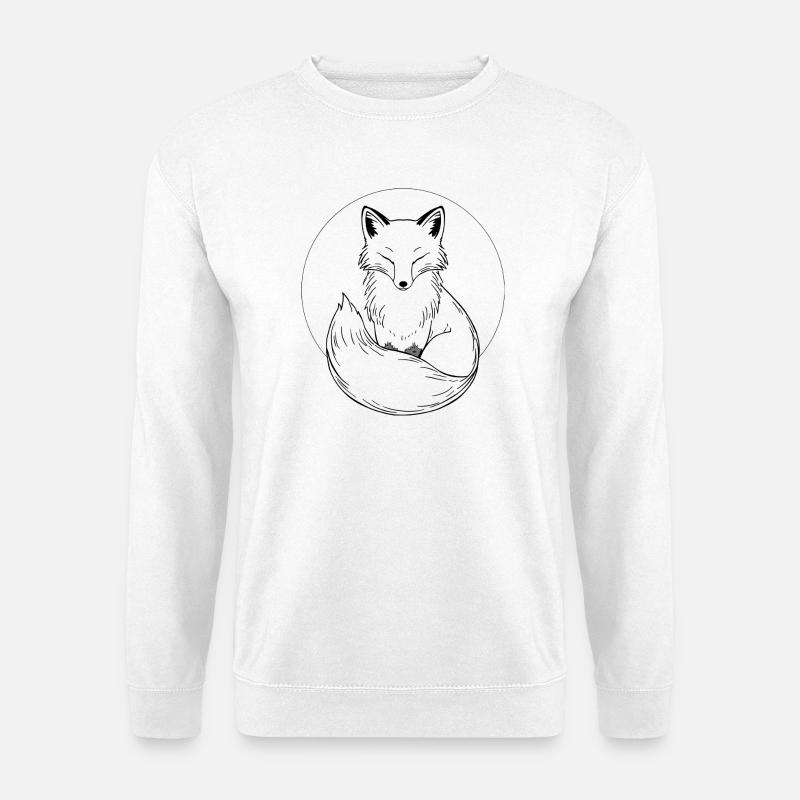 Fox in a Linear Circle - Unisex Sweatshirt - white