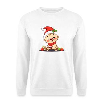 Look drôle de bébé de Noël en hiver - Sweat-shirt Unisexe - blanc - Devant