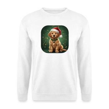 Weihnachtsmann-Welpen-Weihnachtsglocke - Unisex Pullover - Weiß - Vorne