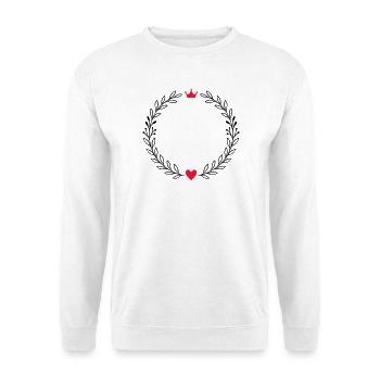 Wreath laurel wreath with heart and crown - Unisex Sweatshirt - white - Front