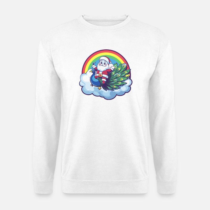 Pfau Vogel Weihnachtsmann Weihnachten - Unisex Pullover - Weiß