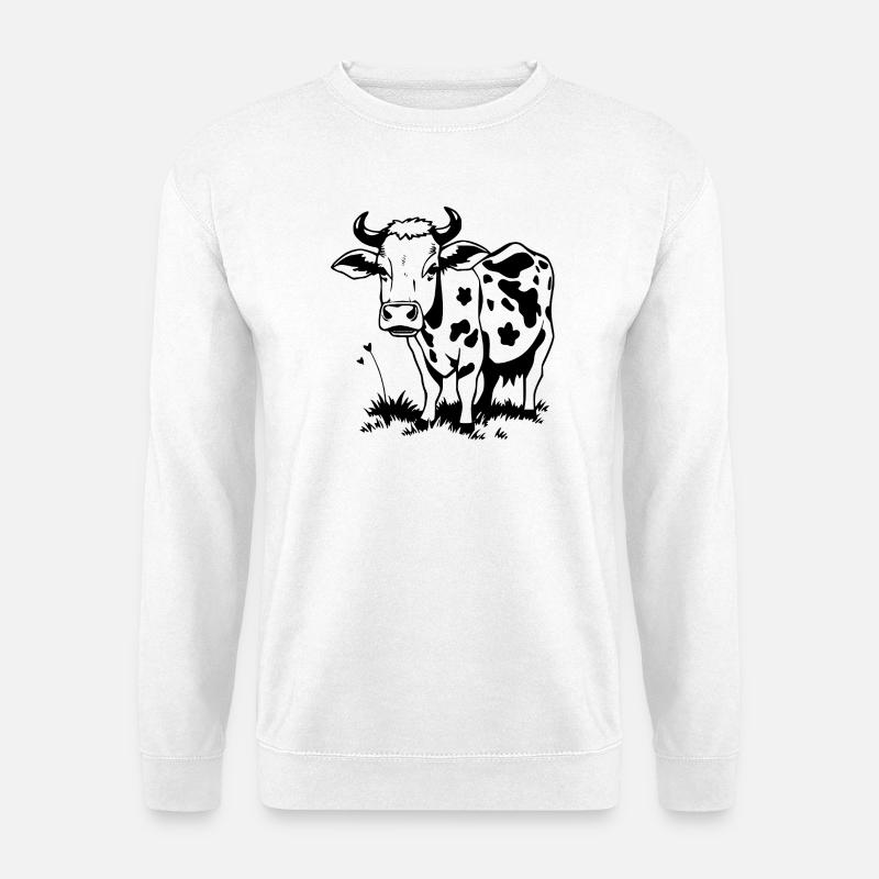 Kuh schwarz Geschenk Bauern - Unisex Pullover - Weiß
