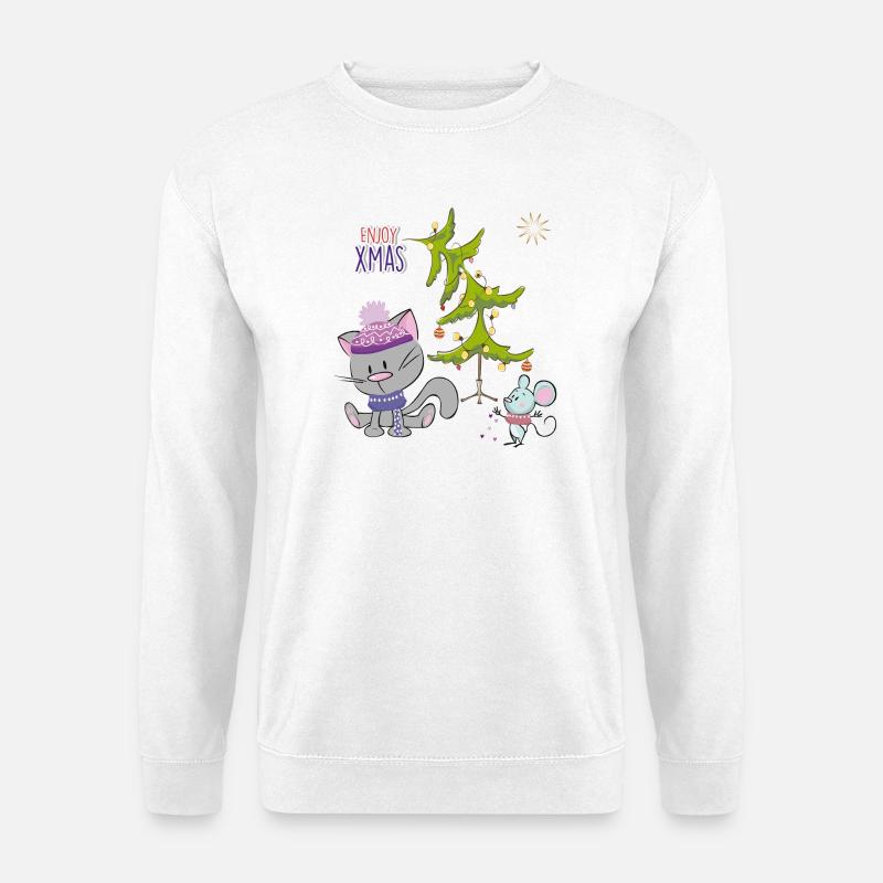 Christmas  Katzen und Maus - Unisex Pullover - Weiß