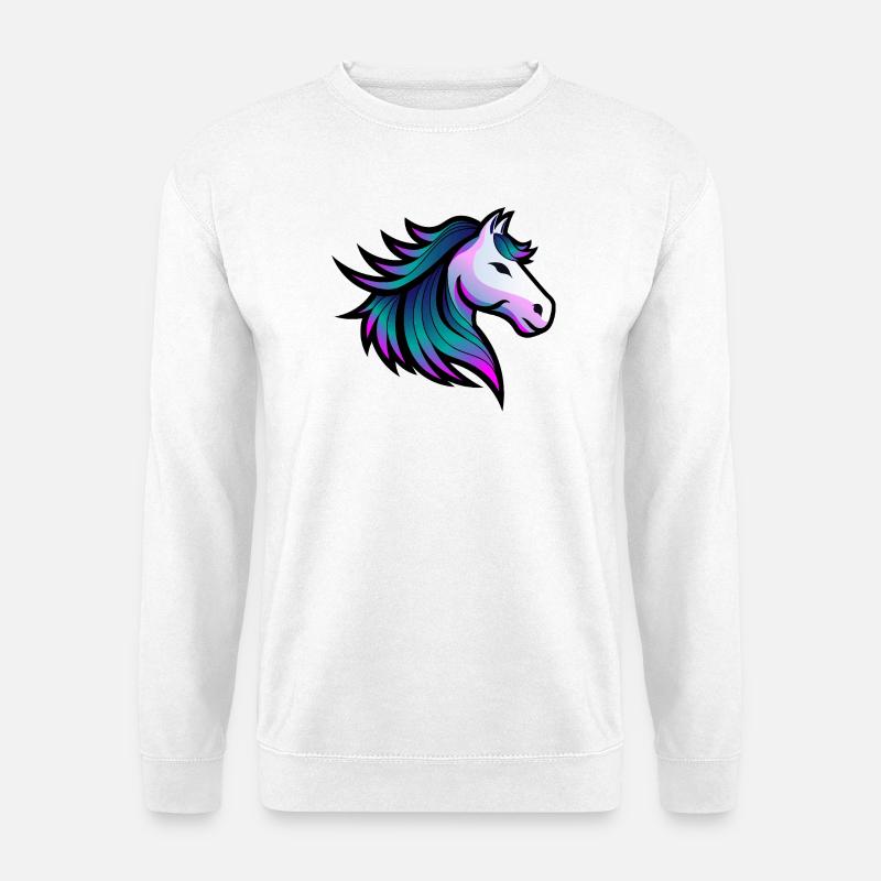 Indigo-Geist-Pferd-Illustration - Unisex Pullover - Weiß