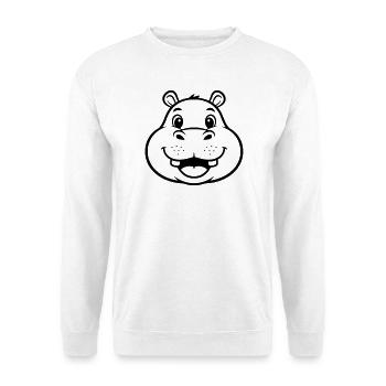 Laughing Hippo Face Head Vector - Unisex Sweatshirt - white - Front