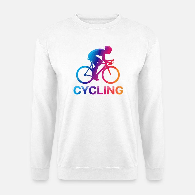 Rainbow Cyclist Silhouette - Unisex Pullover - Weiß