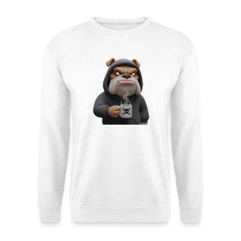Grim Bulldog Coffee Cartoon Funny Dog - Unisex Sweatshirt - white - Front