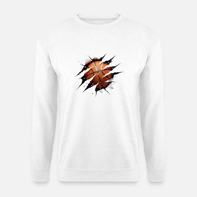 3D Basketball Wandbruch Sport Grafik - Unisex Pullover - Weiß