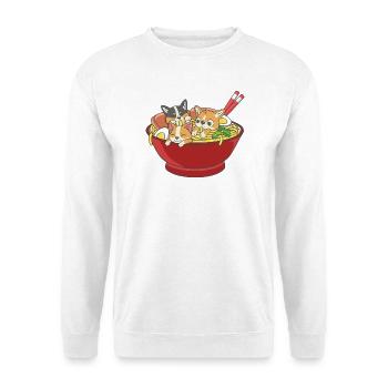 Trois Corgi Dogs mignons Ramen Nouilles Nourriture japonaise - Sweat-shirt Unisexe - blanc - Devant