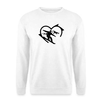 Snowboarder mit Bergpanorama und Herz  - Unisex Pullover - Weiß - Vorne