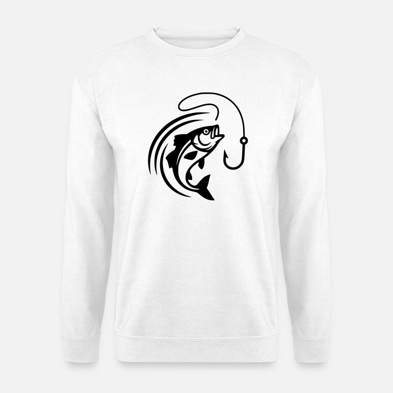 Jumping Fish Hook Fishing Vector - Unisex Sweatshirt - white