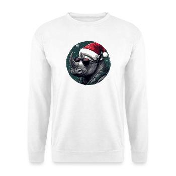 Rhino Santa with sunglasses - Unisex Sweatshirt - white - Front