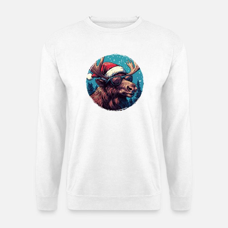  Rentier mit Sonnenbrille - Unisex Pullover - Weiß