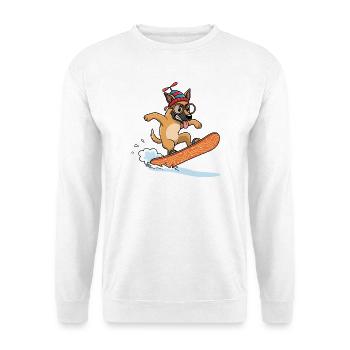 Lustiger Snowboard Hund mit Mütze - Unisex Pullover - Weiß - Vorne