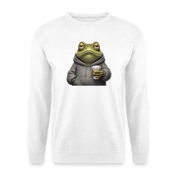 Müder Frosch Kaffee Morgenmuffel - Unisex Pullover - Weiß - Vorne