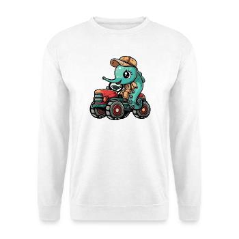 Seepferd Traktor Farmer - Unisex Pullover - Weiß - Vorne - Alina (178cm) & Michal (187cm)