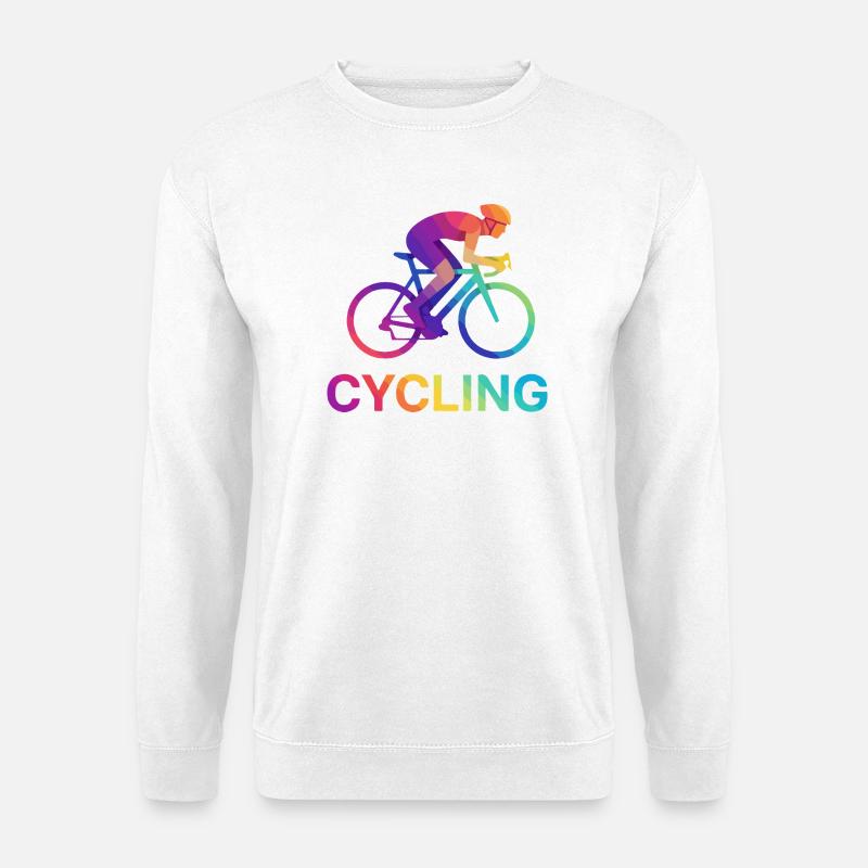 Lebendiges Regenbogen-Radfahrerdesign - Unisex Pullover - Weiß