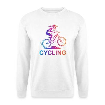 Girl Women Cyclist on Mountain Bike - Unisex Sweatshirt - white - Front
