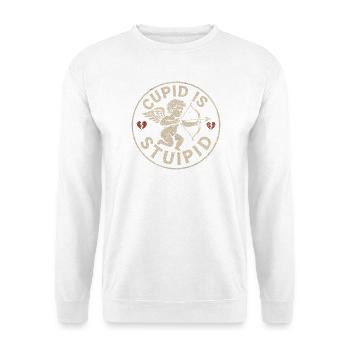 Amor ist dumm. Hass auf Valentinstag. Anti-Valenti - Unisex Pullover - Weiß - Vorne - Alina (178cm) & Michal (187cm)