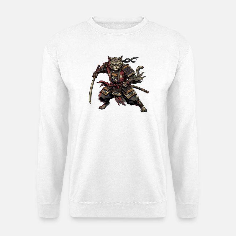 Cat Samurai Warrior - Unisex Sweatshirt - white