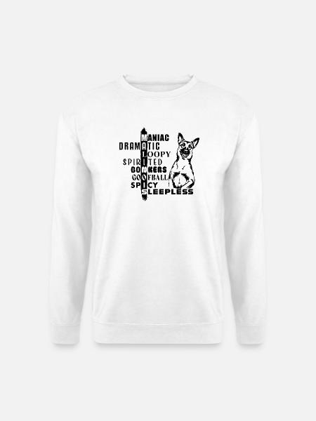 Belgisches Malinois-Persönlichkeitsworträtsel - Unisex Pullover - Weiß