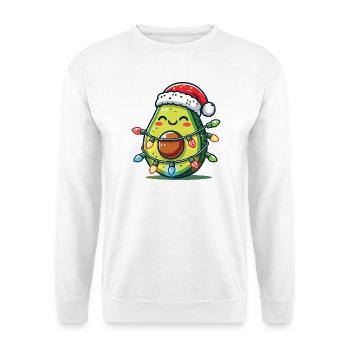 Festliche Avocado Santa Weihnachten Beleuchtung - Unisex Pullover - Weiß - Vorne