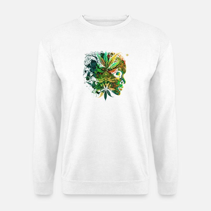 Psychedelic Cannabis Face - Unisex Sweatshirt - white