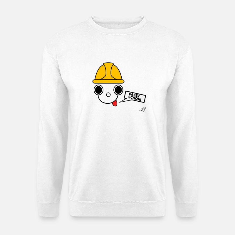 Koppie mit Bauarbeiterhelm  - Unisex Pullover - Weiß