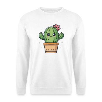 Flowering kawaii cactus in pots - Unisex Sweatshirt - white - Front