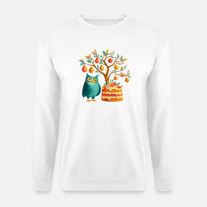 Fruit tree and owl cake - Unisex Sweatshirt - white