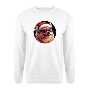 Chien cool avec un chapeau de Père Noël - Sweat-shirt Unisexe - blanc - Devant