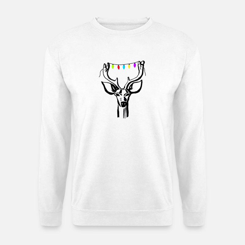 Hirsch mit Lichterkette - Unisex Pullover - Weiß