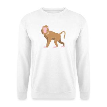 Baboon Pavian Primat Affe Affen - Unisex Pullover - Weiß - Vorne - Alina (178cm) & Michal (187cm)