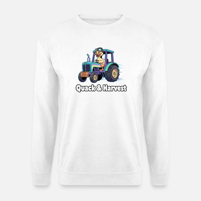 Quack & Harvest Traktorfahrer - Unisex Pullover - Weiß