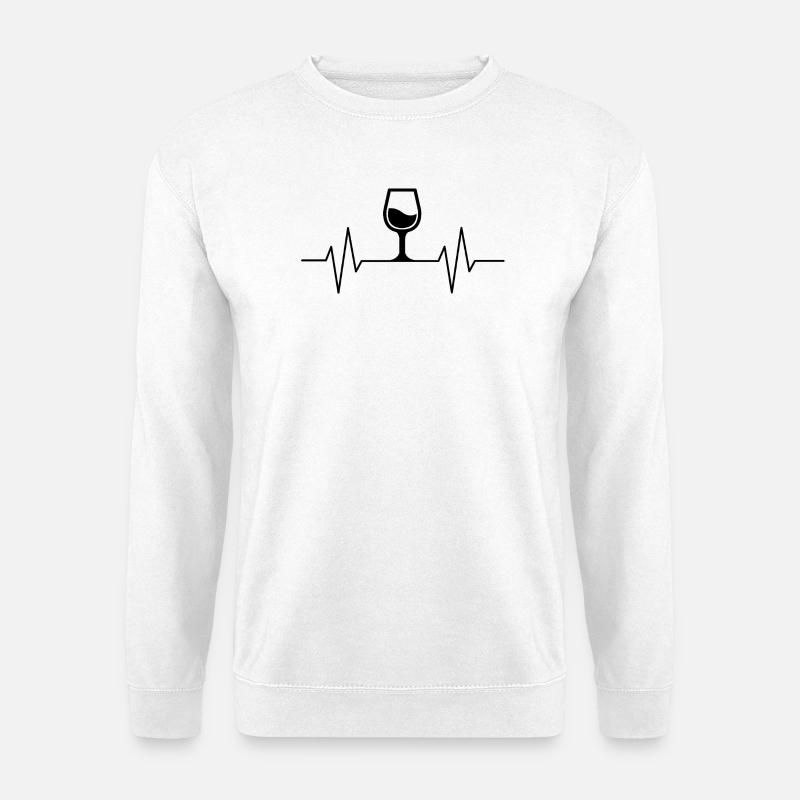 Weinglas-Herzschlag - Unisex Pullover - Weiß