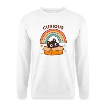 Curious Cat in Rainbow Cardboard - Unisex Sweatshirt - white - Front
