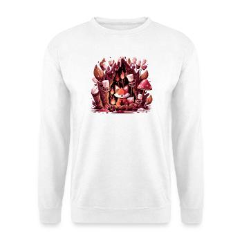 Fox in the mushroom forest fire - Unisex Sweatshirt - white - Front