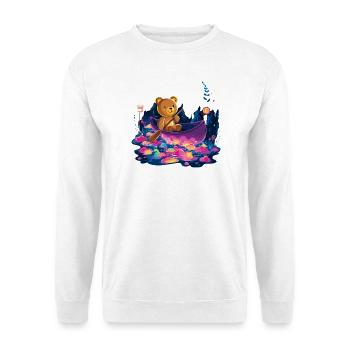 Bär im bunten Kanu im Neonland - Unisex Pullover - Weiß - Vorne
