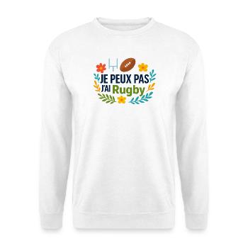 Je peux pas j'ai Rugby floral - Sweat-shirt Unisexe - blanc - Devant